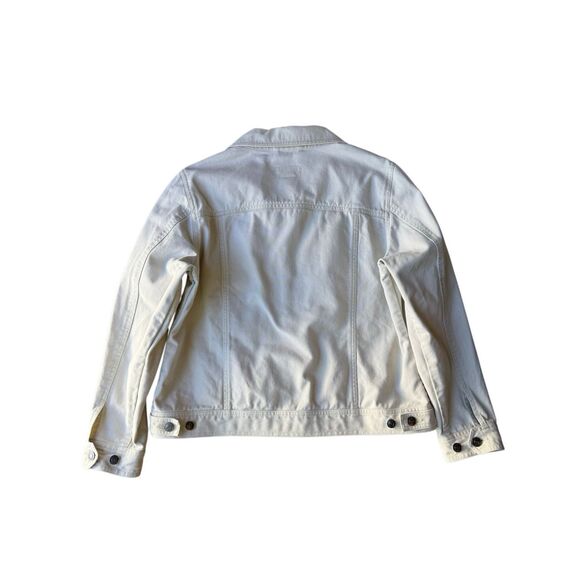 Vintage L.L Bean 100% Cotton Beige/Cream Denim Jacket With Floral Trim - Picture 6 of 11